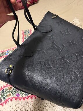 Louis Vuitton Navy Embossed Monogram Tote